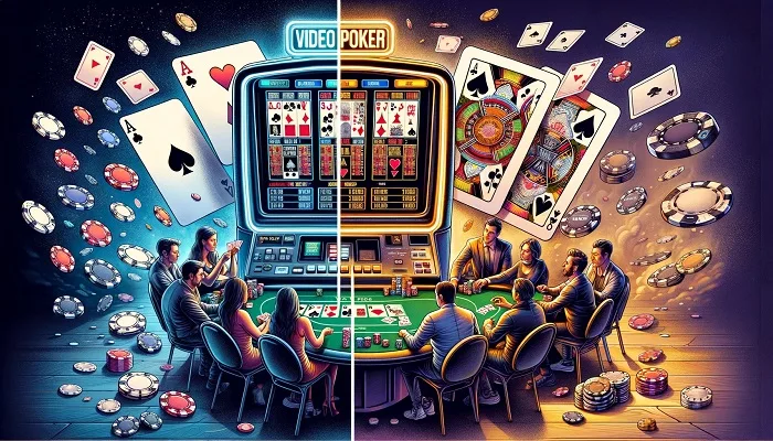 vidéo poker contre poker de cartes